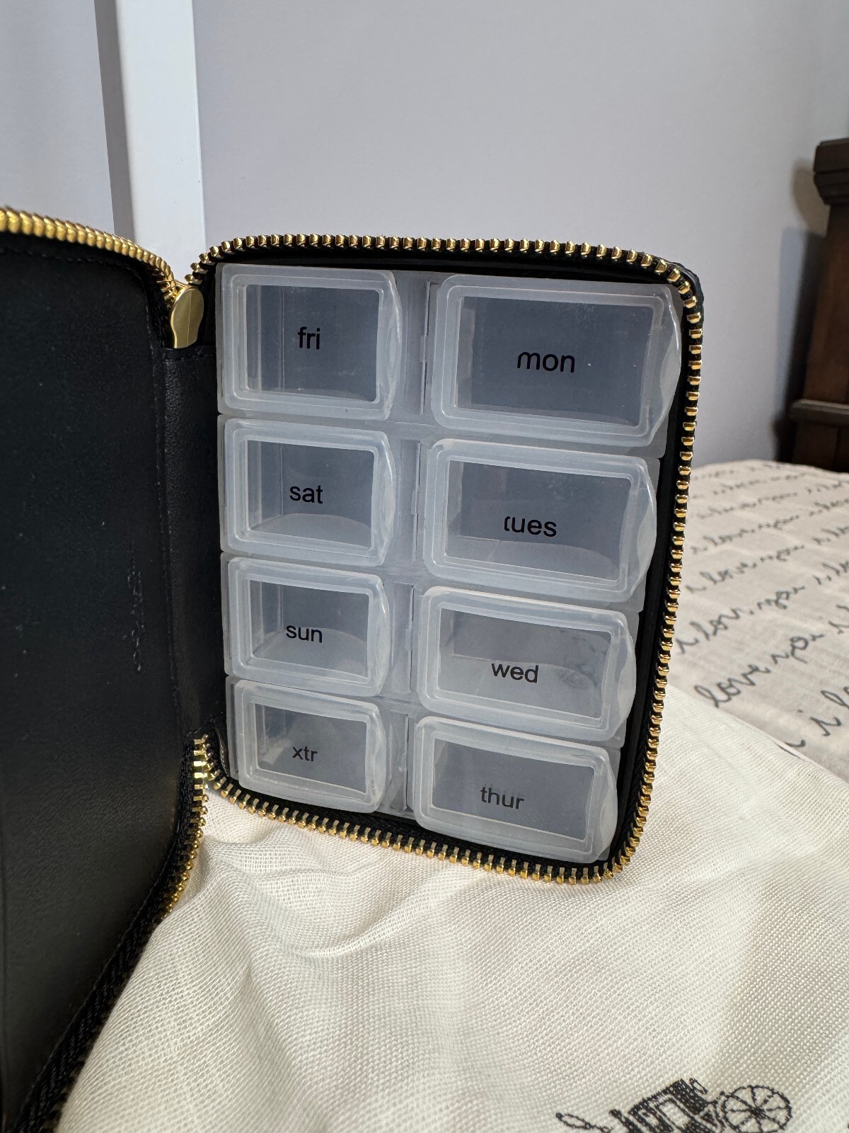 Coach Weekly Pill Box C4579 Black Leather Organizer NWOT