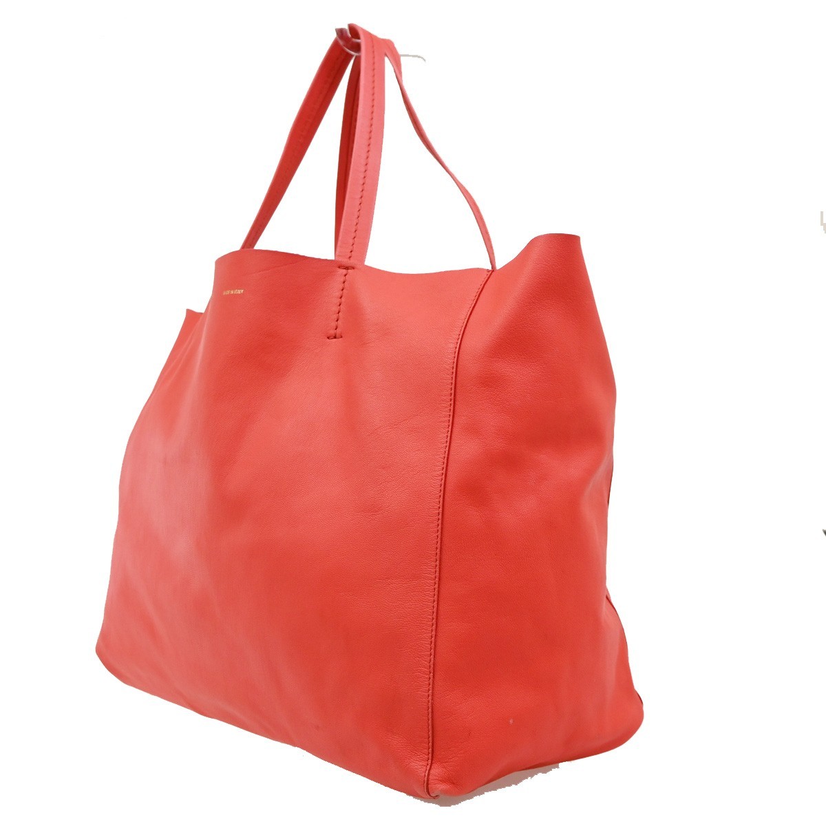 CELINE Logo Horizontal Cabas Shoulder Tote Bag Leather Red GHW Italy 35KD223