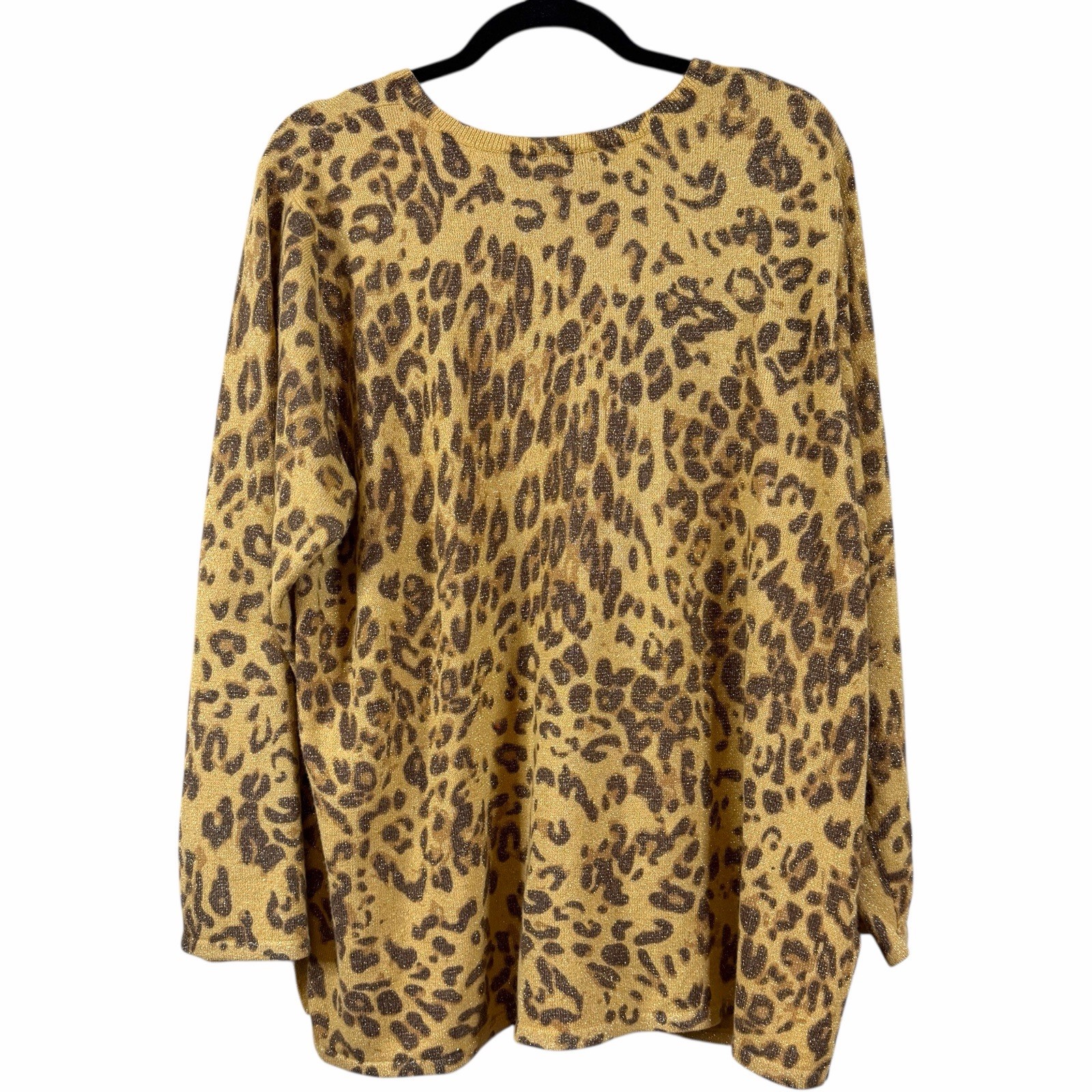Susan Graver Style Classic Leopard Spot Pattern Glam Knit 1X Dressy Casual Party