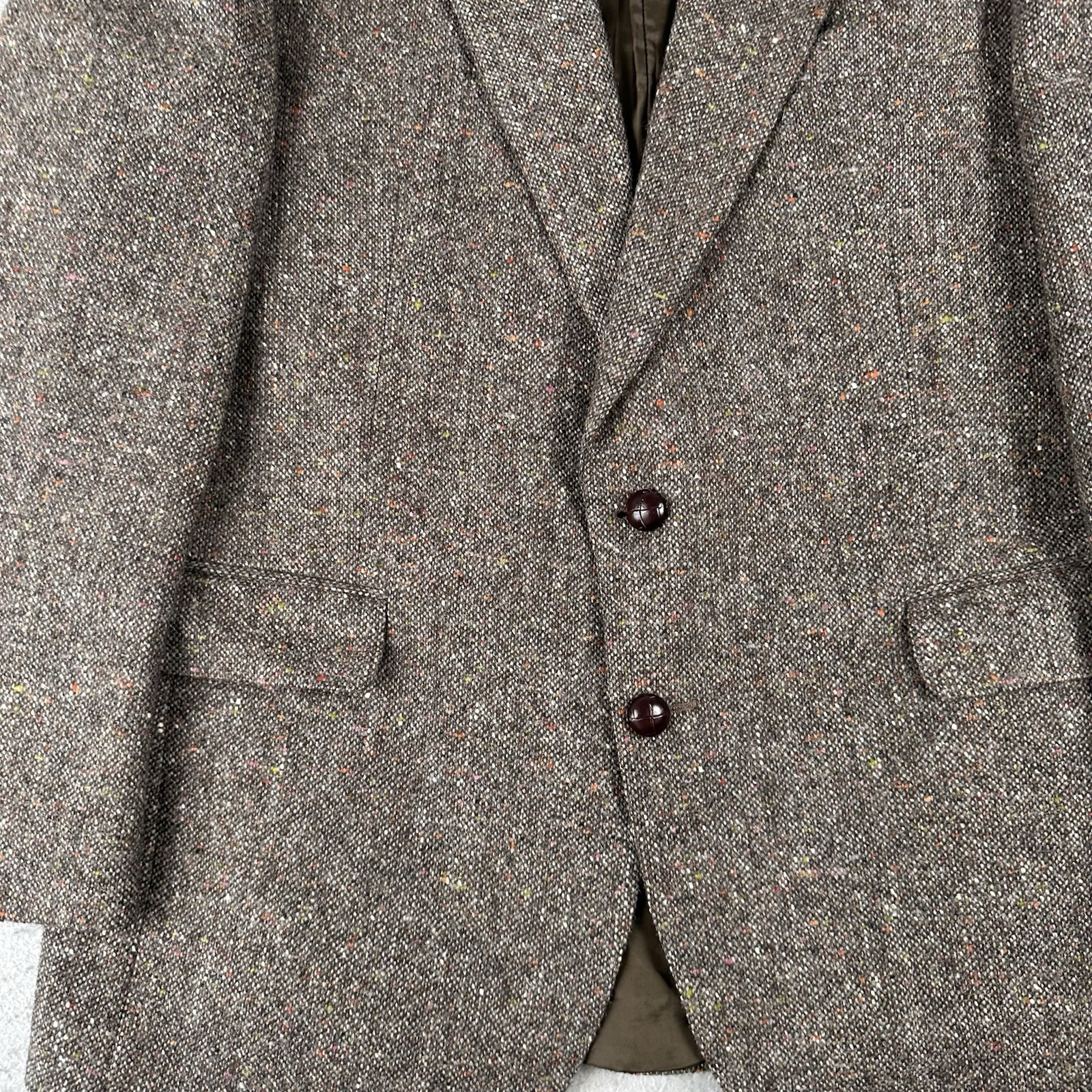 John Molloy Blazer Men’s 40 Long Brown Donegal Tweed Wool Jacket 2 Button