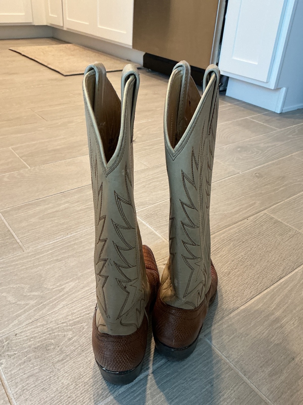 Dan Post Beige Brown Lizard Western Cowgirl Boots 4248 Sz 5.5D
