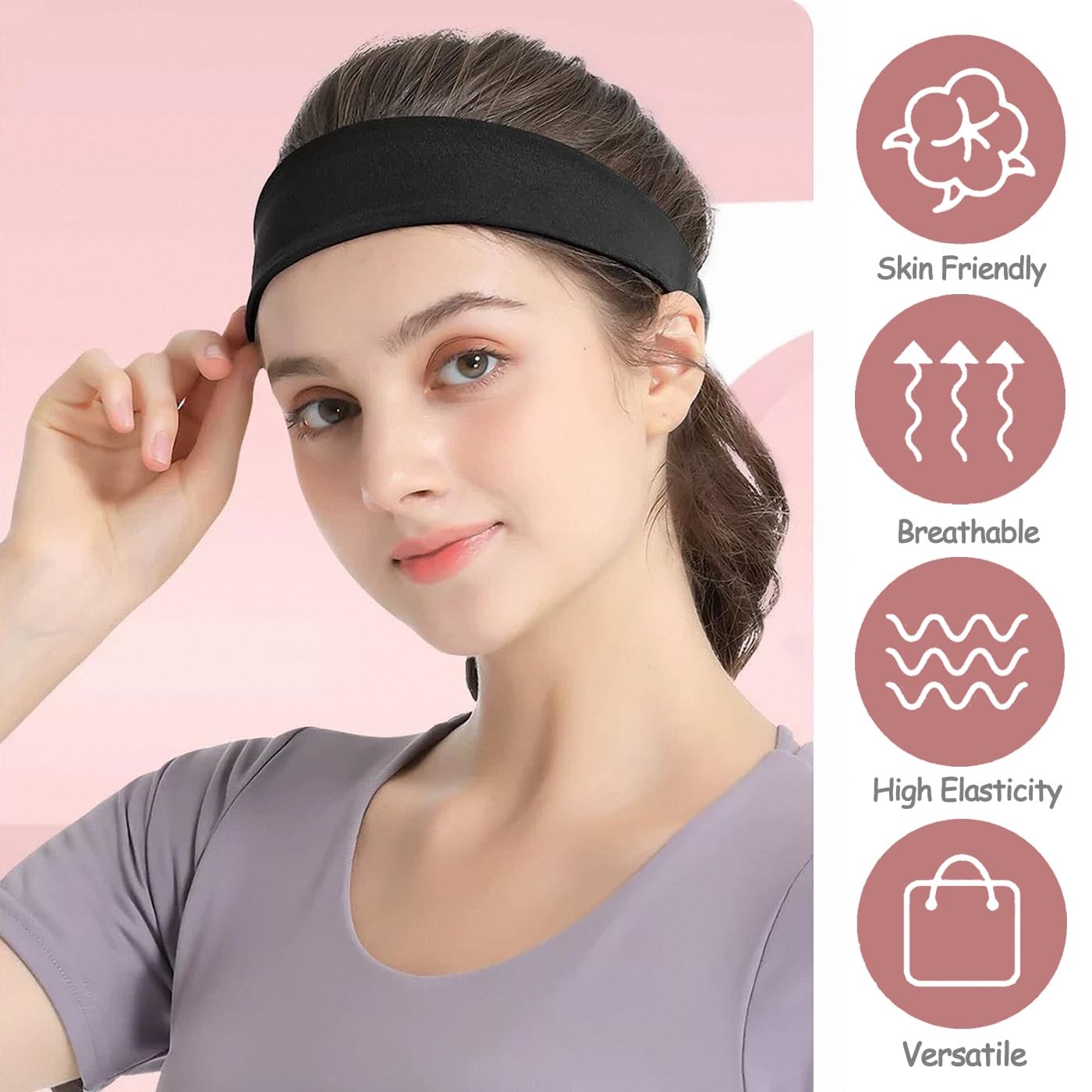 Headbands for Women Non Slip, 9Pcs Soft Elastic Hair Bands for Women’s Hair