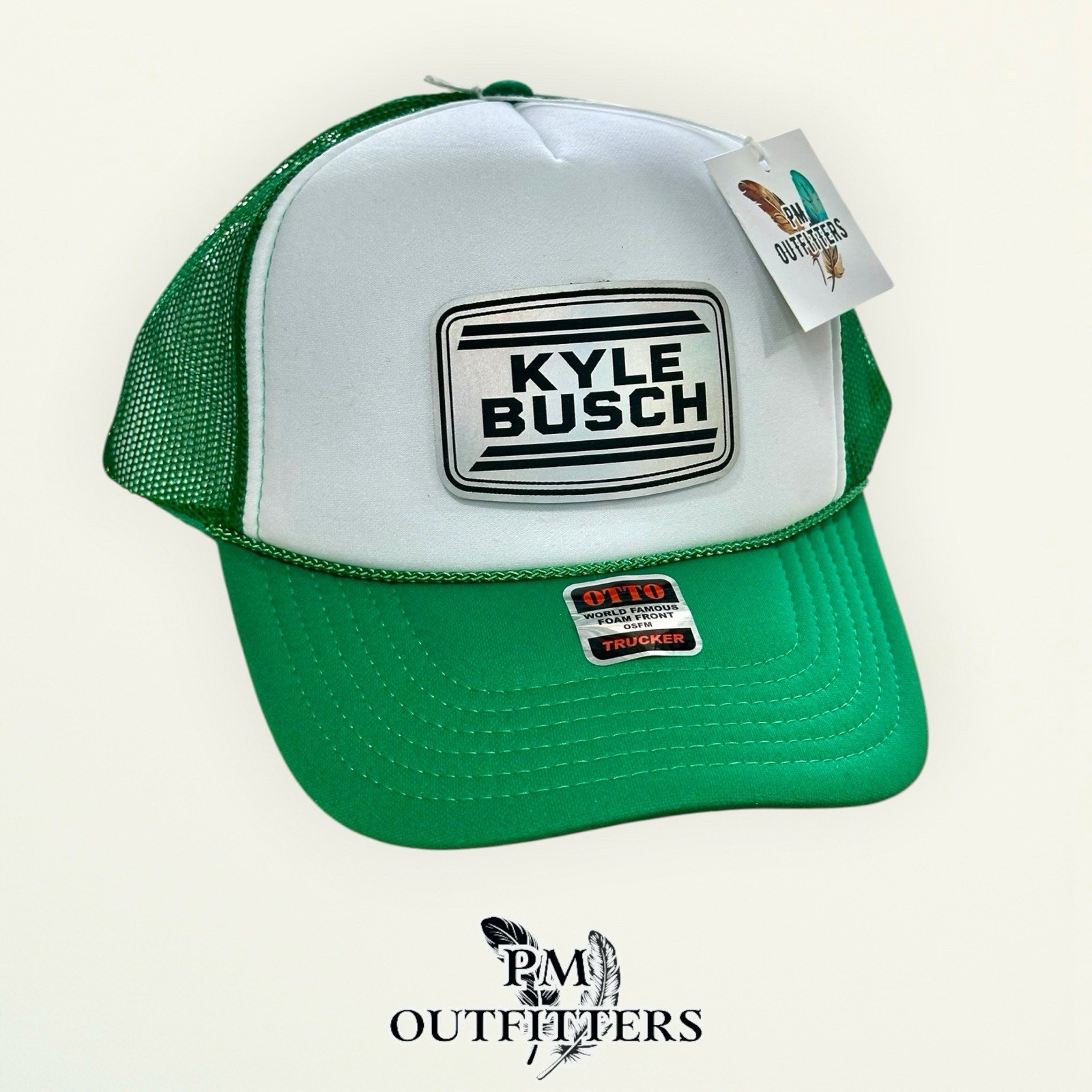 Kyle Busch Memorial Hat Otto Green White Foam Rope Trucker RIP Rowdy 1985-2026