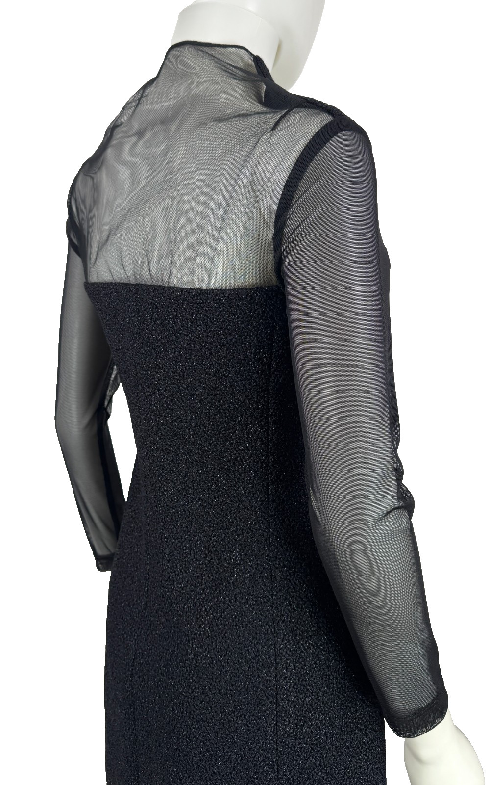 $3K Akris Black Sheer Mesh Cocktail Dress 6 US 42 IT 36 D M Tweed Runway MINT