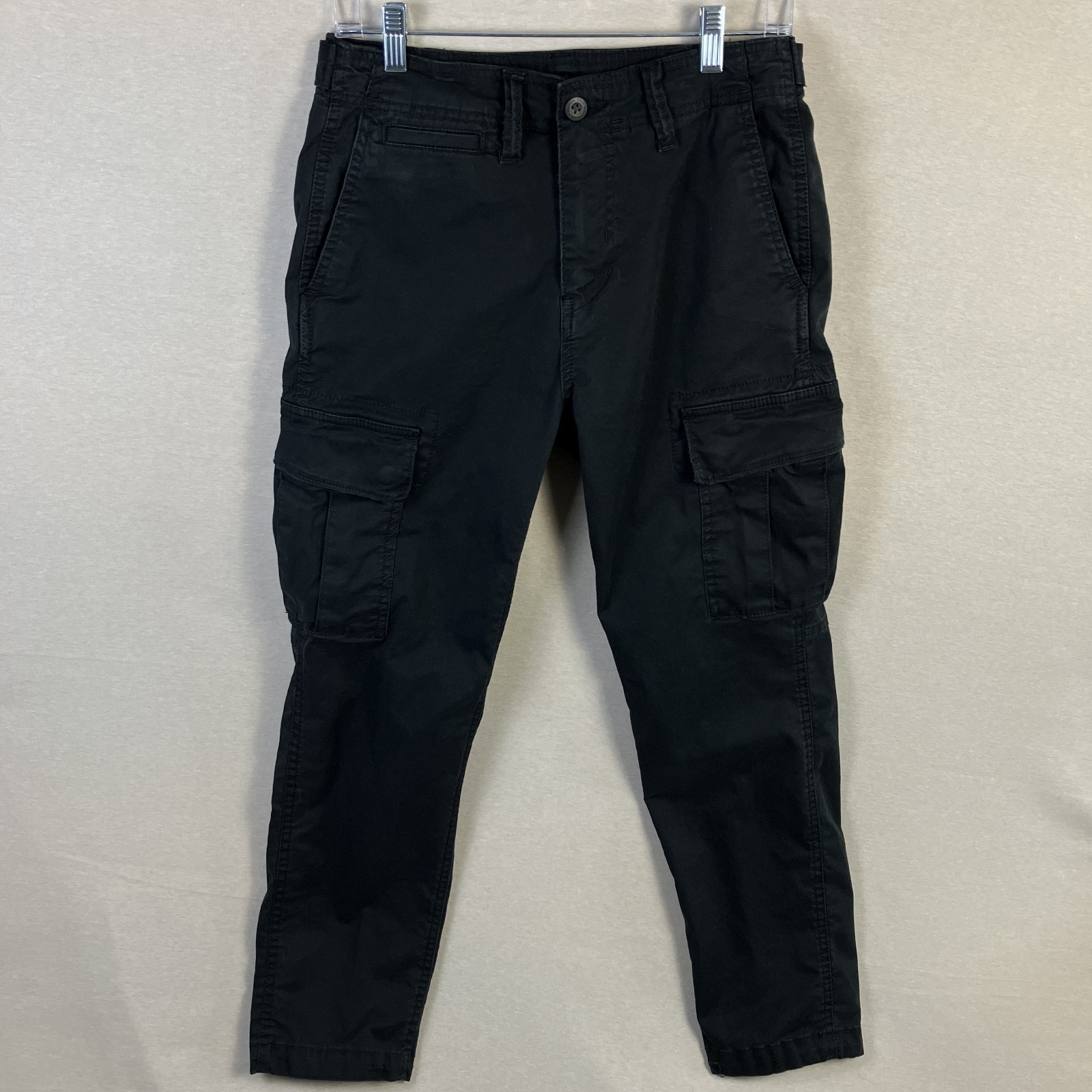 American Eagle Outfitters Cargo Slim Pants Men’s Size 28×27 Black Multi-Pocket