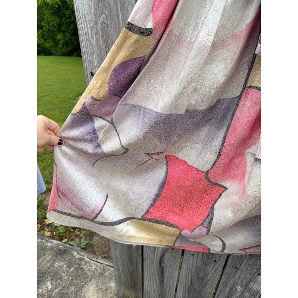 Abstract Geometric Metallic Shimmer Anotah Pleated Midi Skirt Women M MultiColor