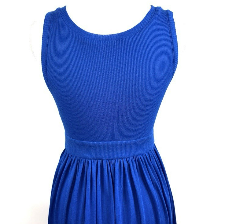 Diane Von Furstenburg Maxi Dress Small Modal Silk Color Block Sleeveless Ribbed