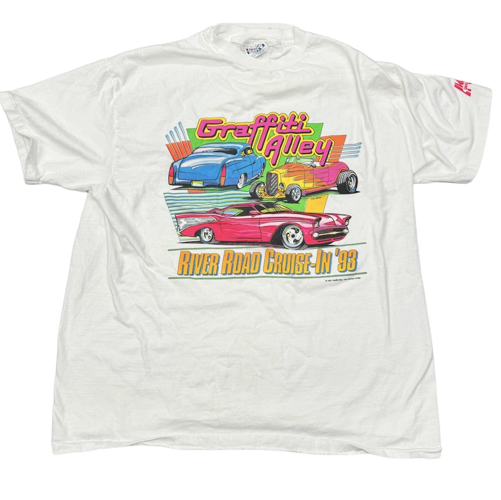 Vintage 90s Classic Cars Eugene OR Graffiti Alley Single Stitch Shirt XL USA