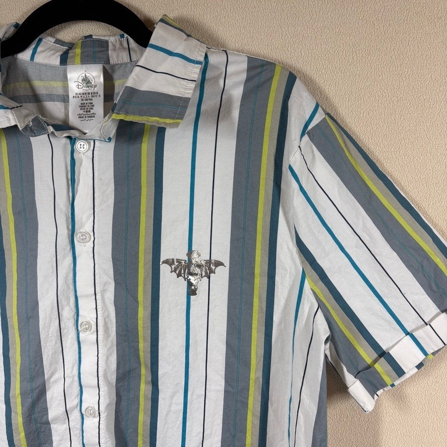 NWOT Disney Haunted Mansion Madame Leota Striped Button Down Shirt Mens Medium