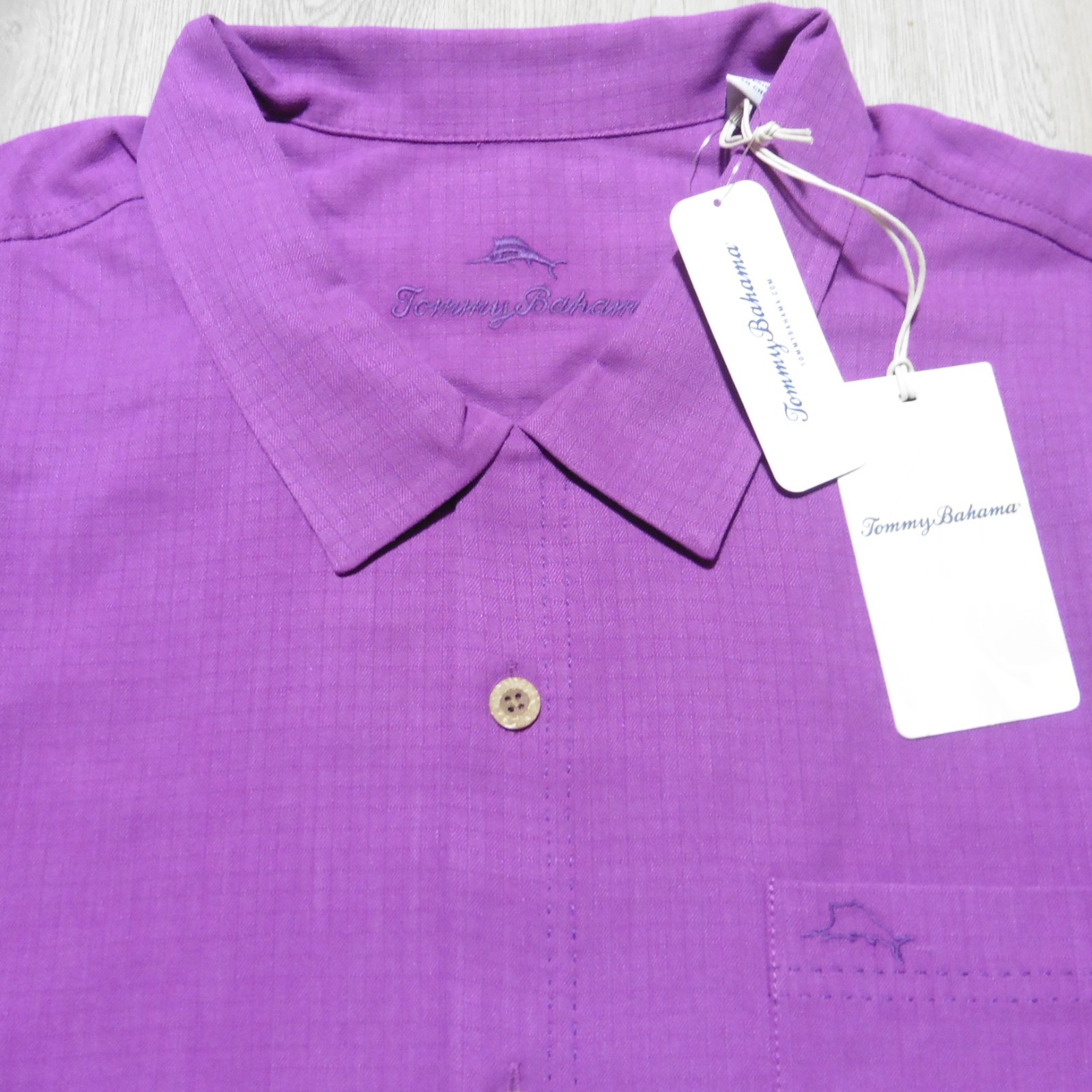 TOMMY BAHAMA Mens 2XLB 2XL BIG HAWAIIAN SHIRT COASTAL BREEZE SILK COOLMAX PURPLE