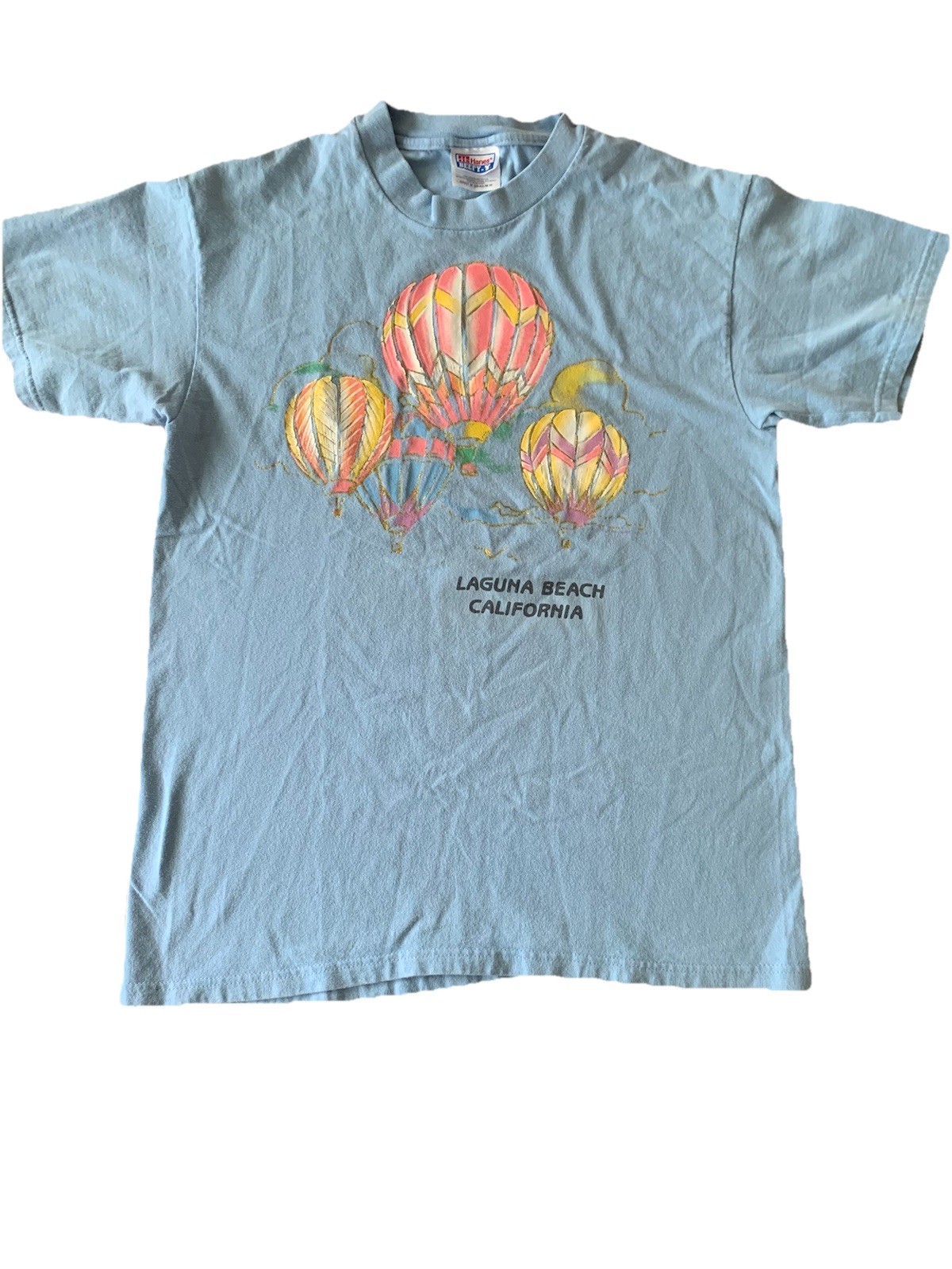 Vtg Laguna Beach California Surfer Graphic T-Shirt M 38-40 90s Hot Air Balloons