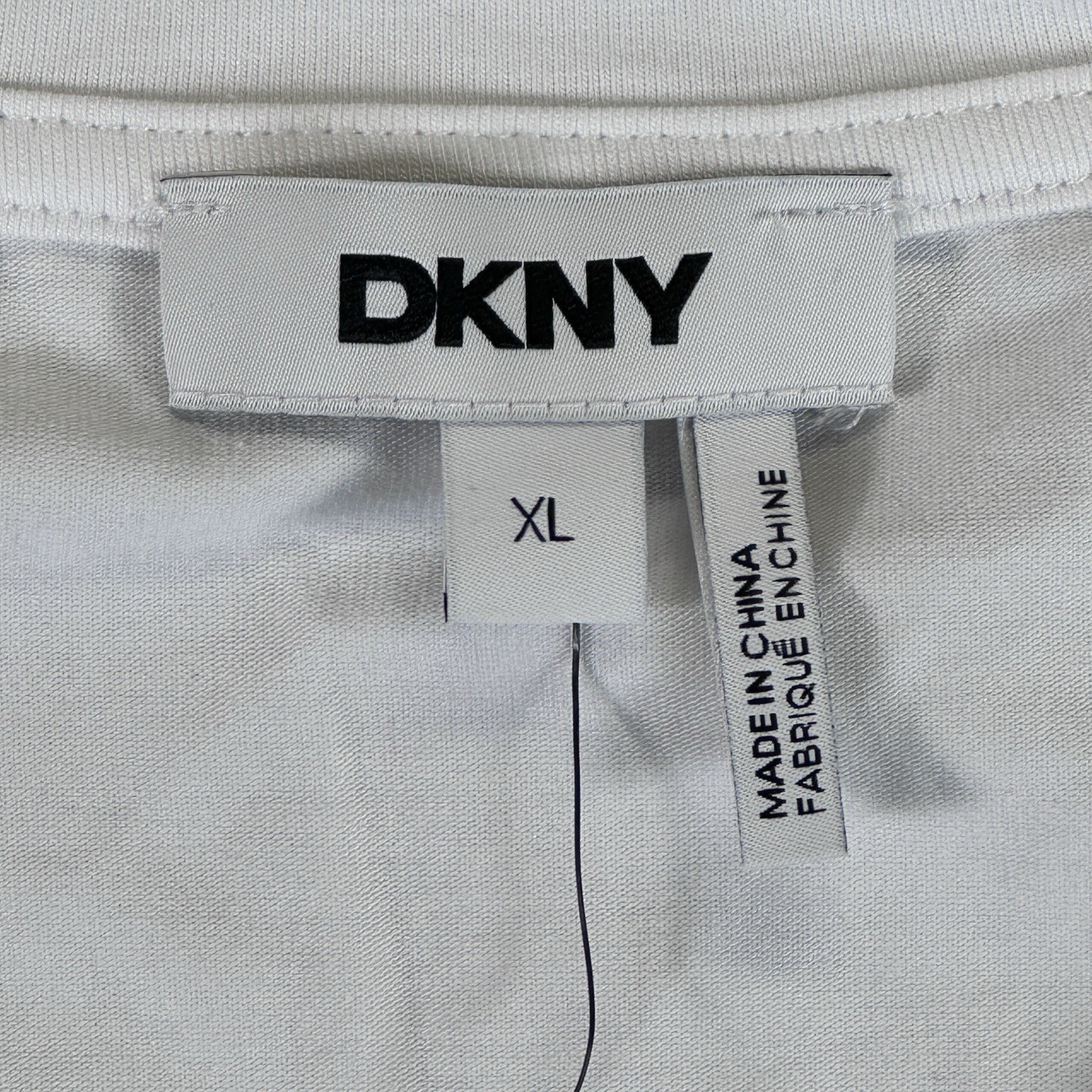 DKNY Women’s White Cityscape-Rhinestone Logo T-Shirt Short Sleeve Size X Large