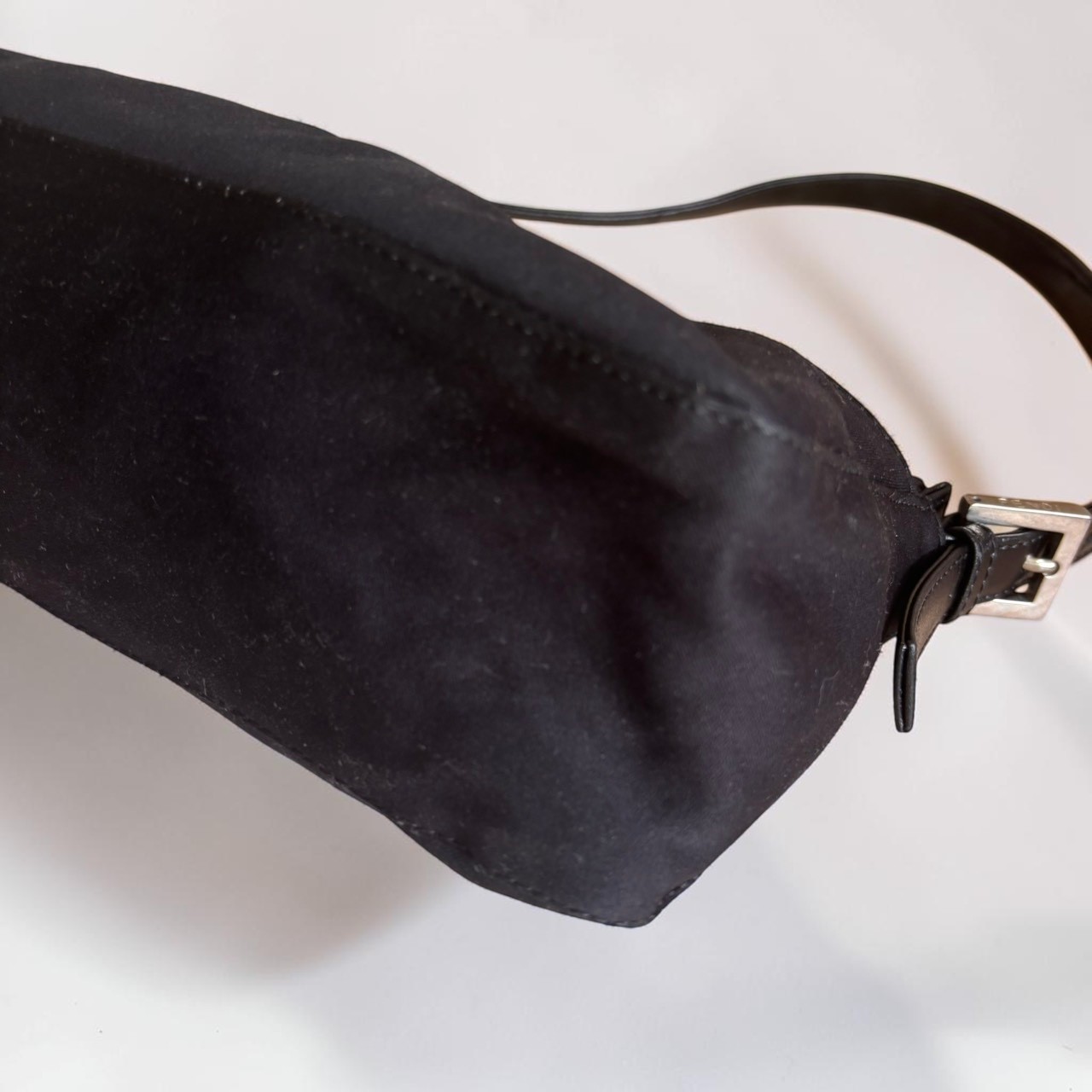FENDI Mamma Baguette FF Nylon Shoulder Bag Black