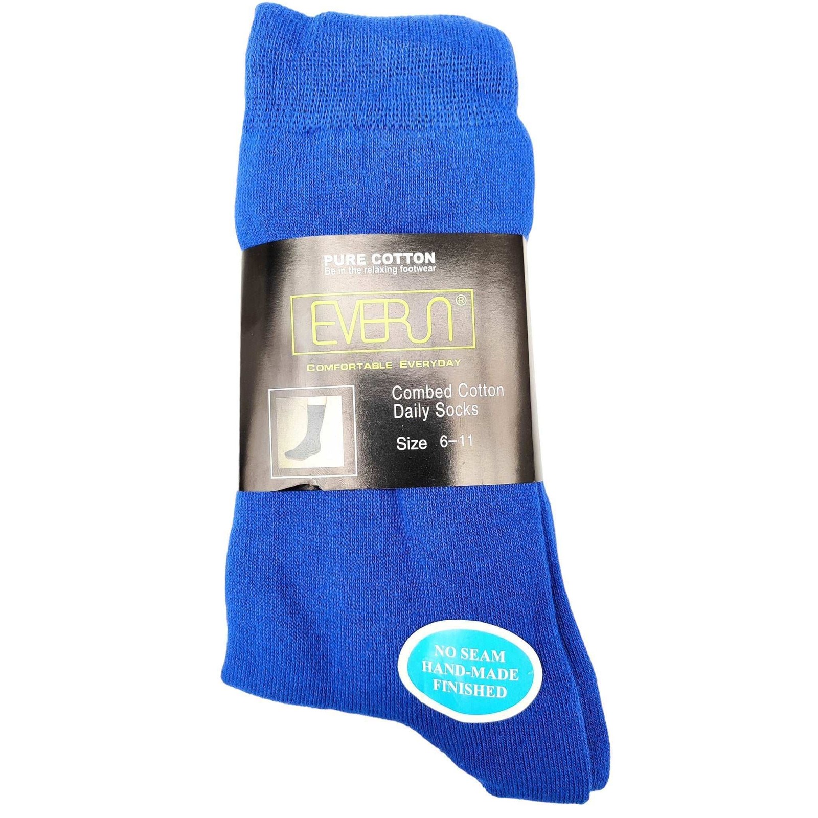 3Prs No Seam Pure Cotton Crew Socks Solid Quality Work Office School Casual
