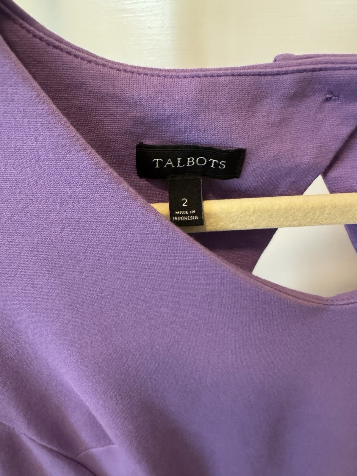 Talbots Solid Lavender Shift Dress V-Neck Back Keyhole Detail, Size 2R