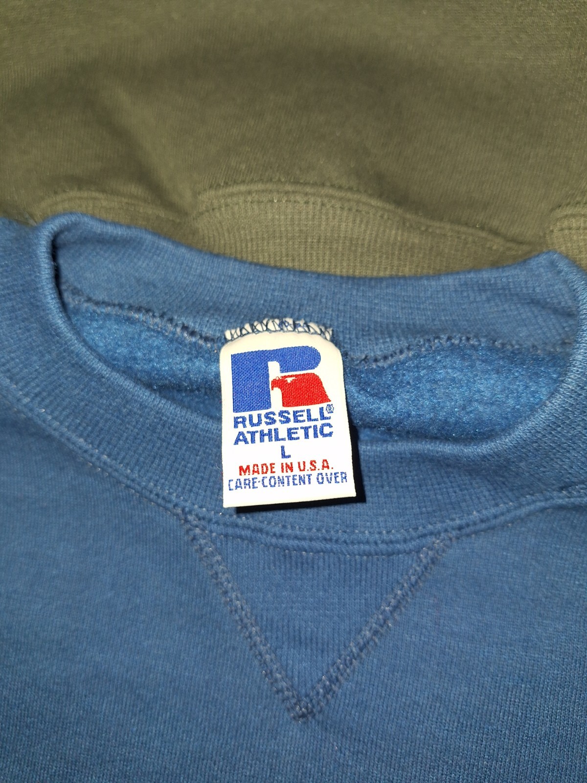 2 VINTAGE Russell Athletic Sweatshirt Mens Large Crewneck 90s Logo Blank USA