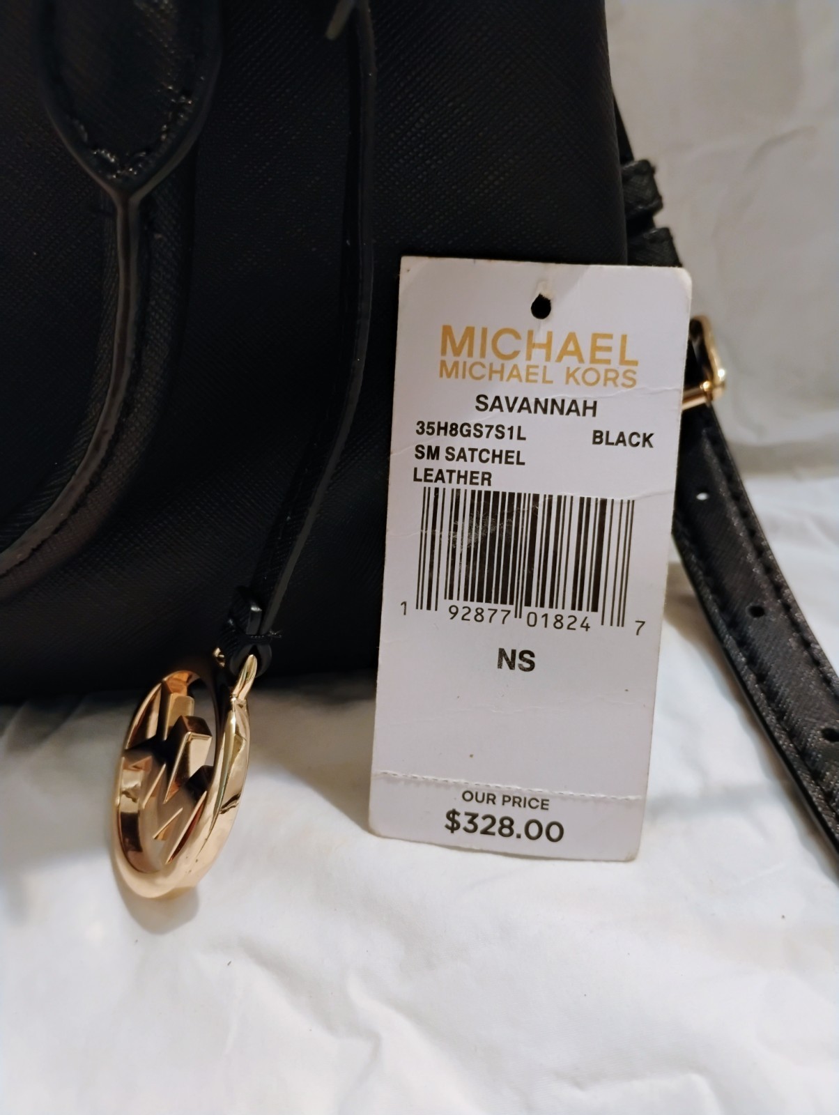 Michael Kors Small Savannah Gold Black Saffiano Leather Satchel bag tote