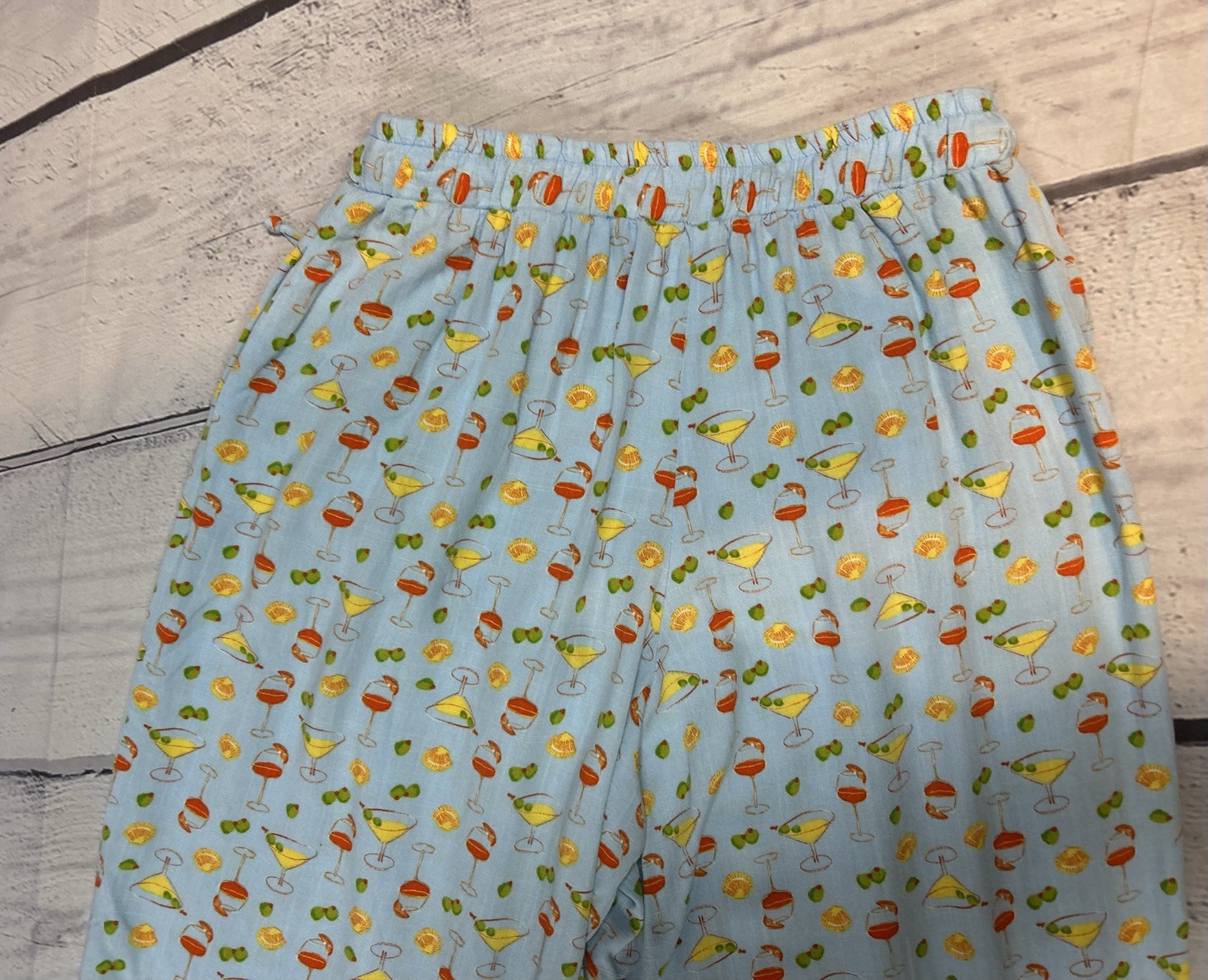 Dippin’ Daisy’s Blue Martini Print Lounge Pants Women’s S Rayon Cocktail Theme