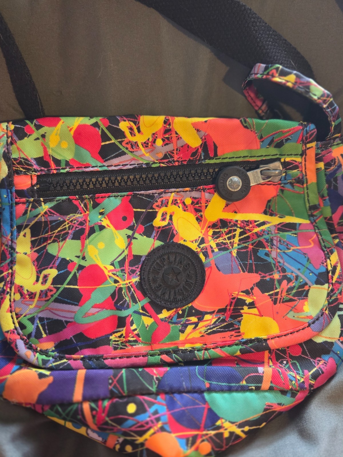 Retro Skribble Water Color Kipling Crossbody with Monkey Tag