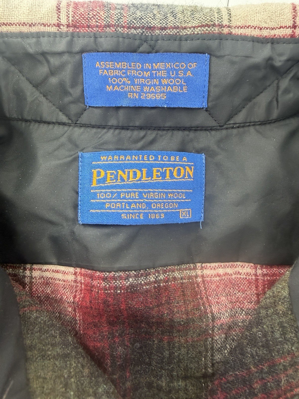 VTG Pendleton Western Wear Pearl Snap Wool Plaid Flannel Shirt Sz XL Cowboy