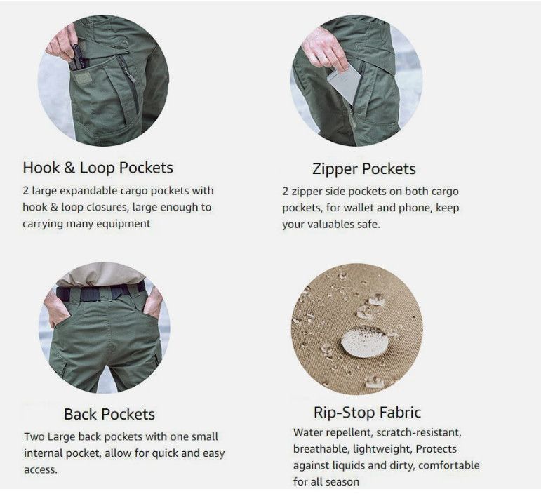 Waterproof Mens Cargo Pants Work Combat Pants Outdoor Hiking Trousers Tactical