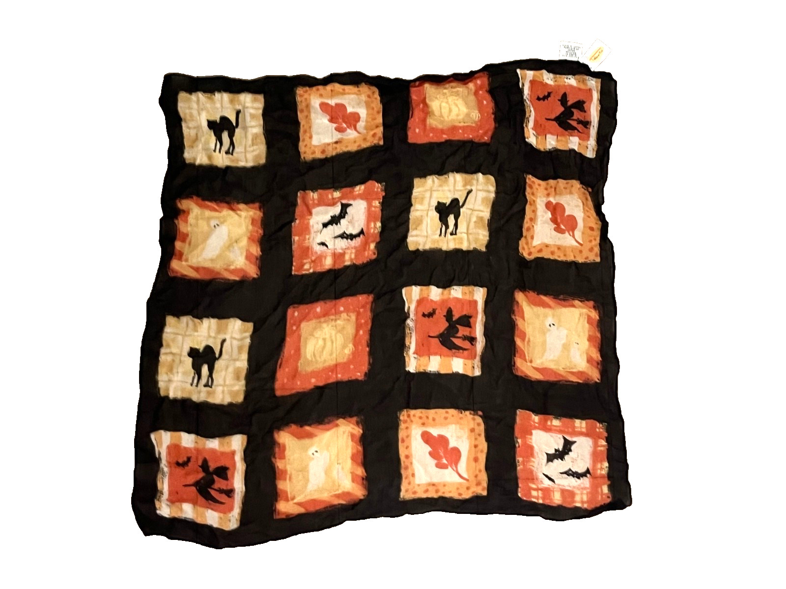 VINTAGE TABLOTS HALLOWEEN PRINT MADE IN JAPAN 100% SILK 21″ SQUARE SCARF