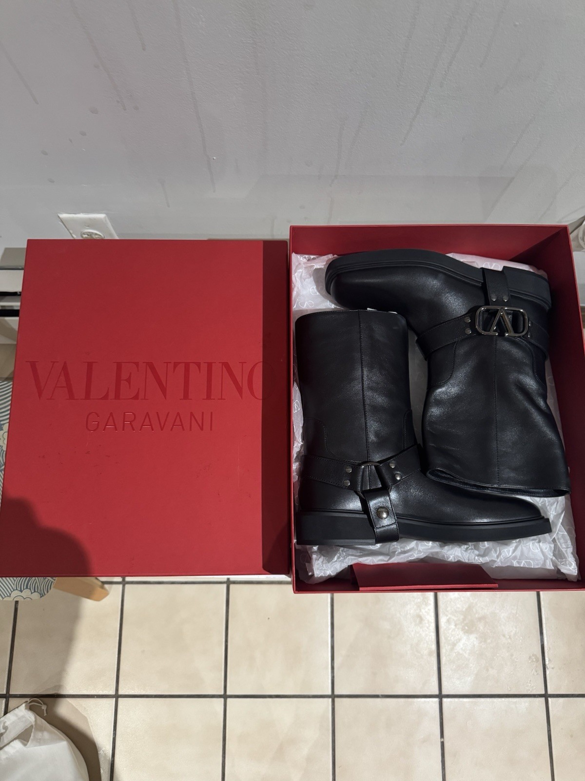 Valentino Garavani VLogo leather combat / mid-calf boots