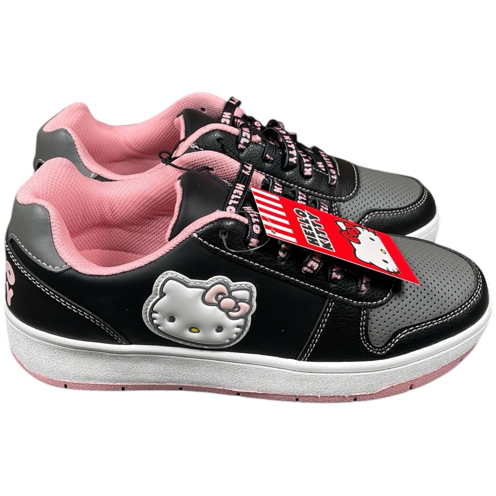 Hello Kitty by Sanrio Women’s Fashion Sneakers Size 8 Black/Light Pink Shoes NEW