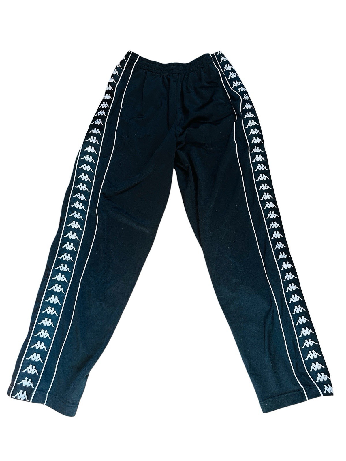 VTG Y2K Kappa Men’s Tear Away Snap On Track Pants Drawstring Black L Activewear