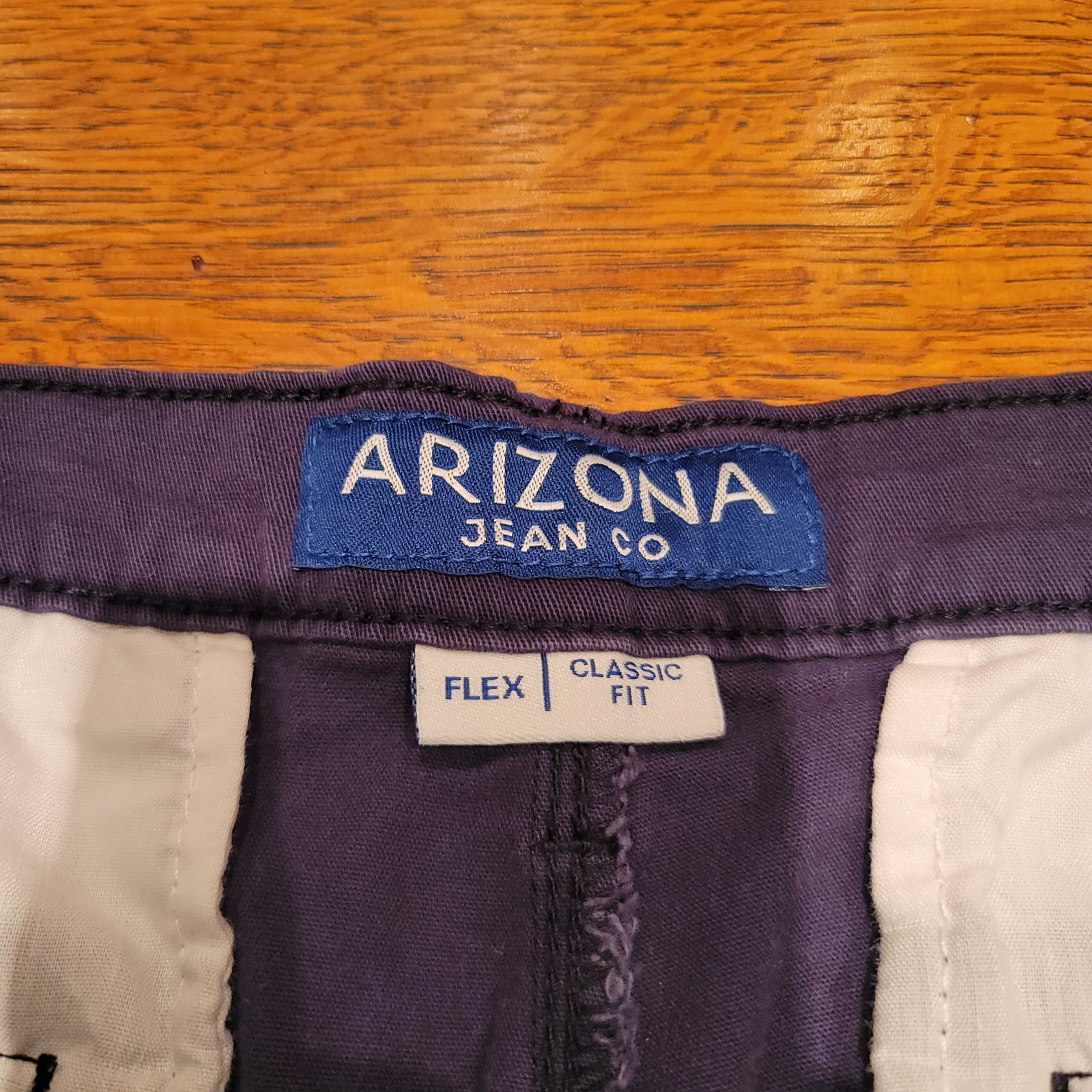 Arizona Jean Co Men’s Blue Classic Fit Chino Shorts Stretch Flat Front Zip