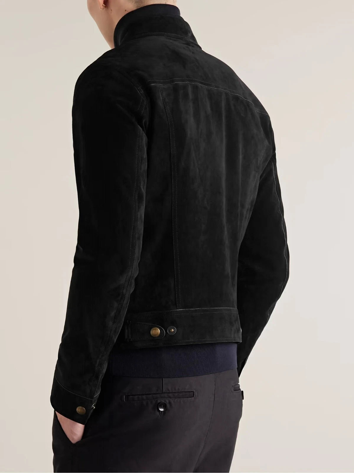Mens Black Leather Trucker Jacket Pure Suede Custom Made Size S M L XL 2XL 3XL