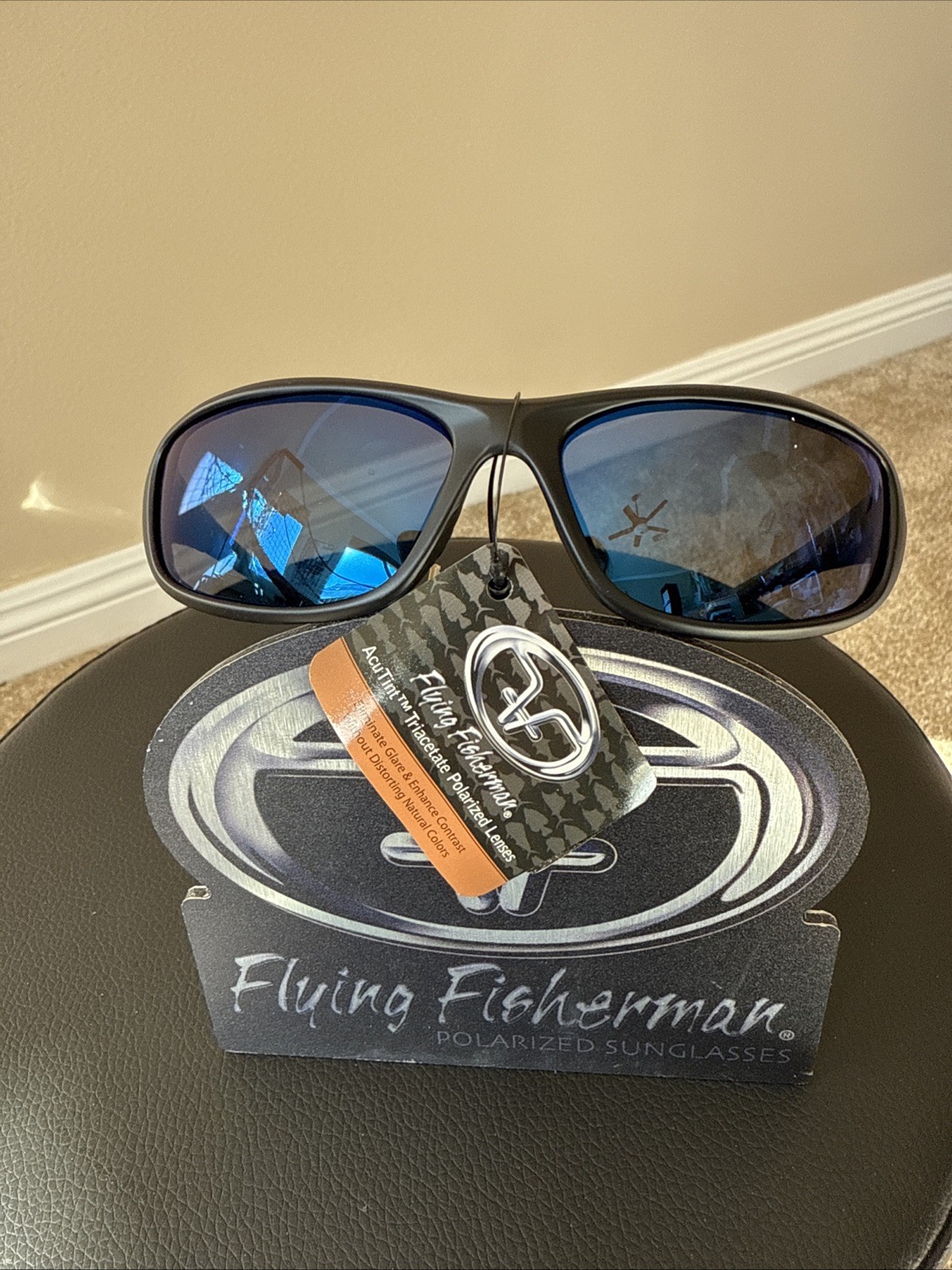 Flying Fisherman Polarized Sunglasses Sundance Black Smoke Blue Mirror Sport Men