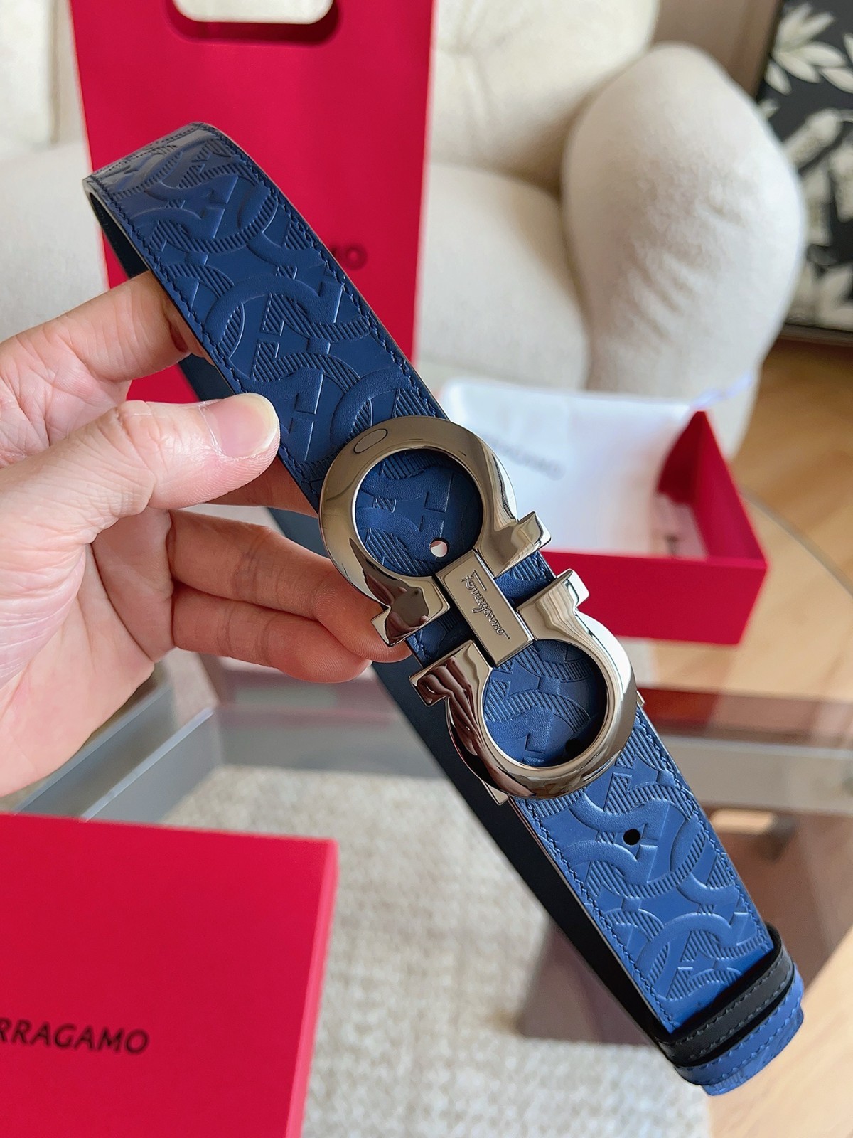 Salvatore Ferragamo Gancini Men’s Reversible Leather Belt