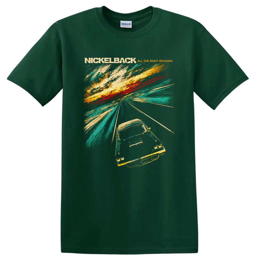 Nickelback All The Right Reasons Road Car Rock Band Graphic Vintage T Shirt Tee