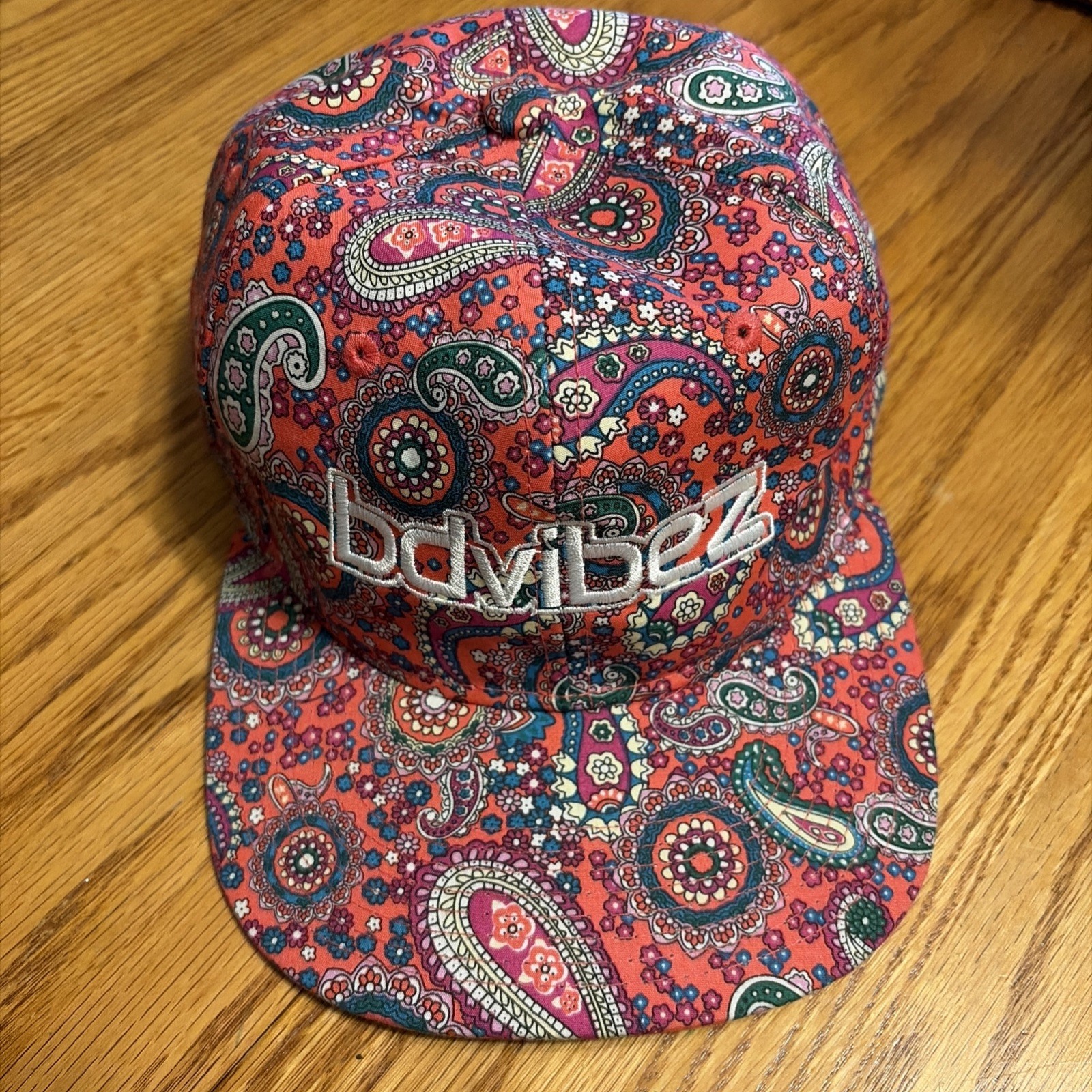 Bdvibez Paisley Design Flat Bill Ball Cap Hat Embroidered Logo Bad Vibes