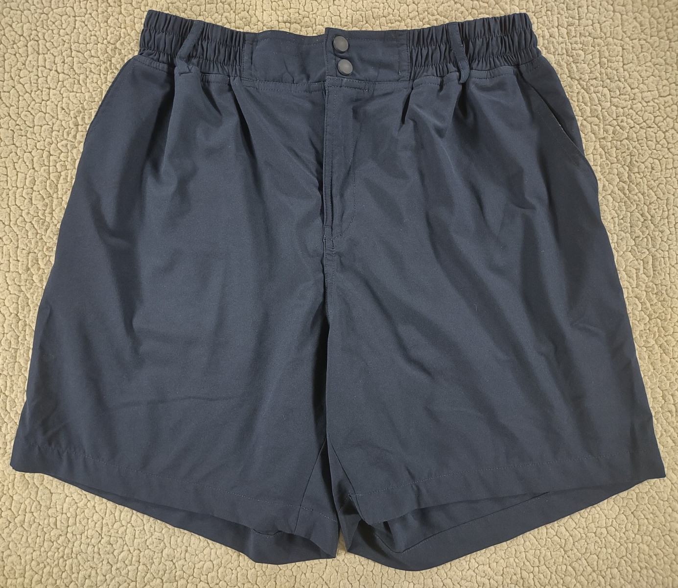 Burlebo dark blue navy casual elastic waist athletic shorts mens size Medium