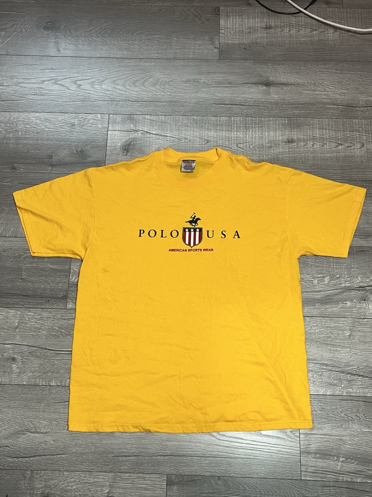 VTG 90s Polo USA American Sports Wear Logo Yellow Y2K Shirt Size Xl