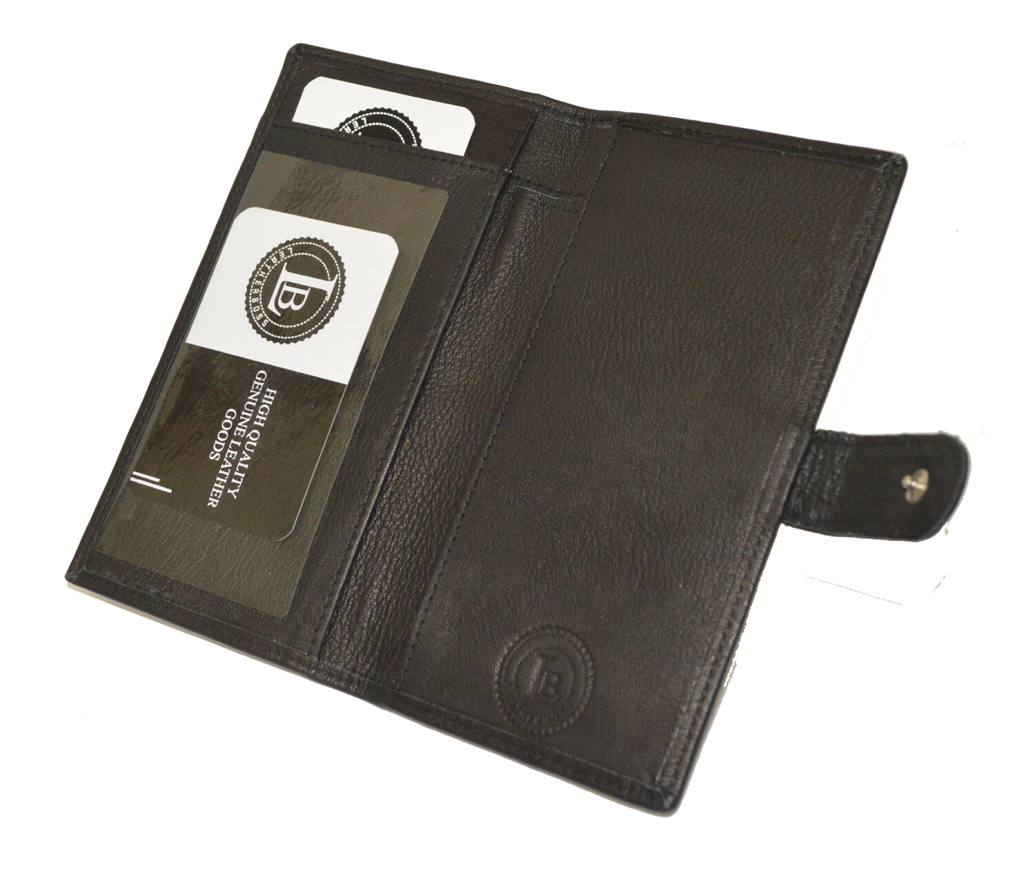 Leatherboss Genuine Leather Checkbook Cover with Snap Closure