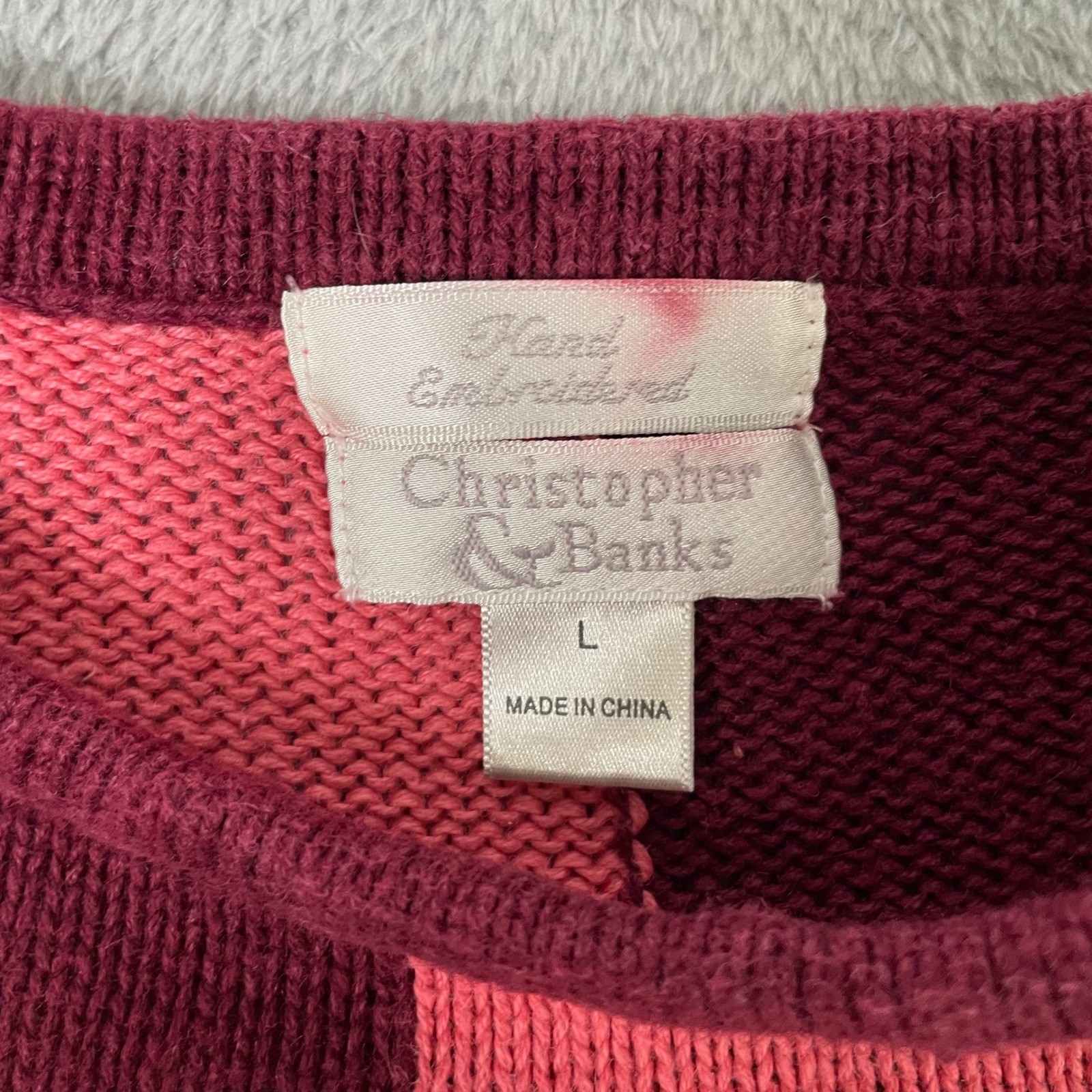 Vintage 2003 Christopher Banks Patchwork Sweater Cottagecore Folk Art Grandma