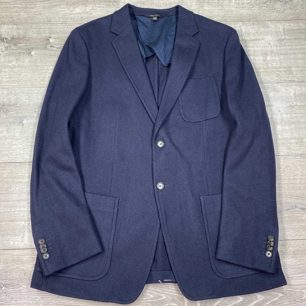 Banana Republic Blazer 44R Blue Wool Italian Mario Bellucci Surgeon Cuff