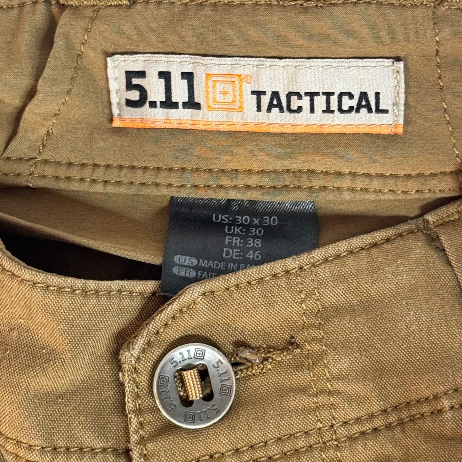 5.11 Tactical Mens Ridge Pants 30×30 Coyote Brown Ripstop Cargo TLBLIN-4389-1