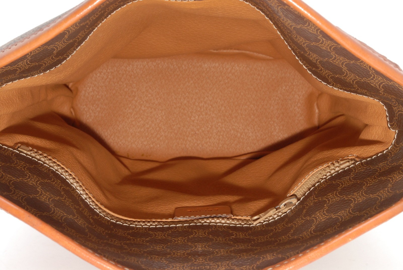 Celine Macadam PVC Leather Shoulder Bag Brown Crossbody Vintage Italy