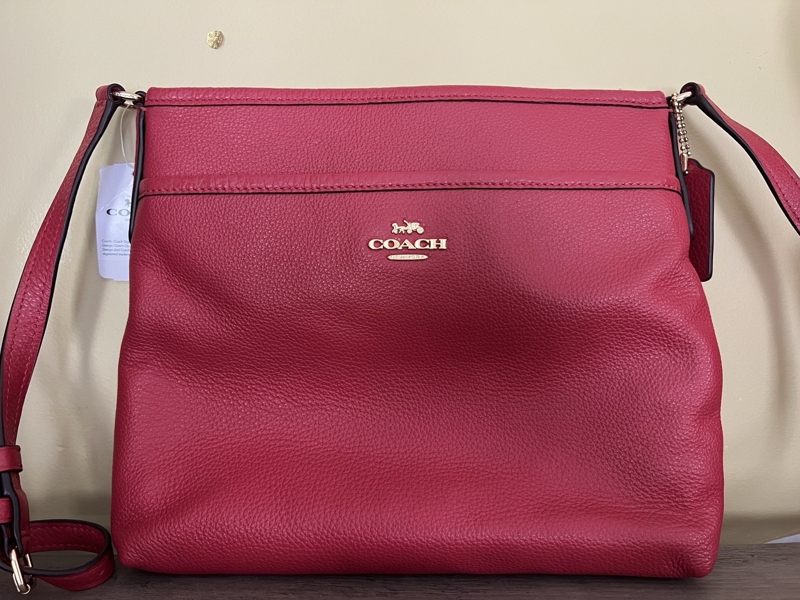 Coach Pebbled Leather Crossbody Bag Red NWT MSRP $250 F28035