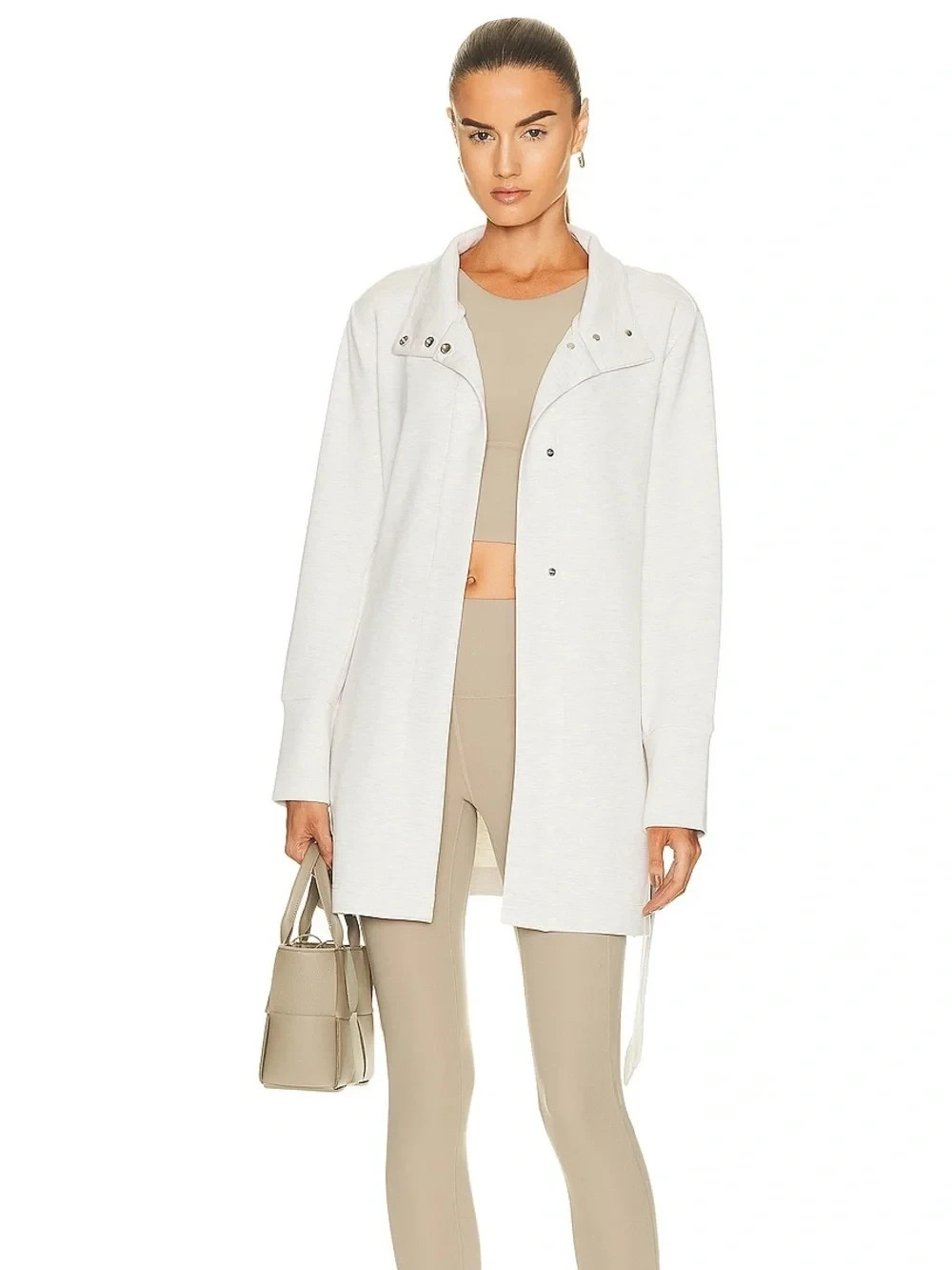Anthropologie Varley Anset Jacket Ivory Sweatshirt Belted Size L NWT Large