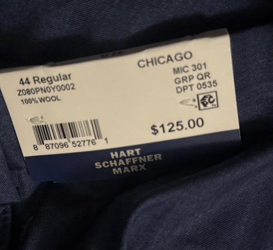 NWT Hart Schaffner Marx Performance Traveler Pants 44R 100% Wool Chicago Fit Blu