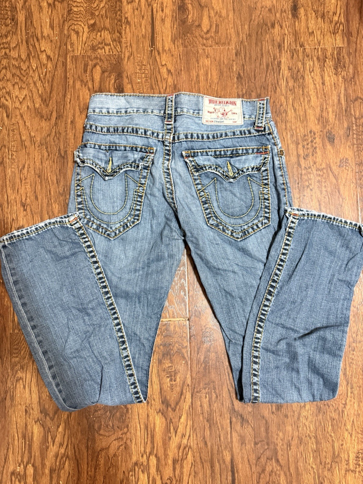True Religion World Tour Men’s Blue Denim Straight Fit Mid Rise Light Wash