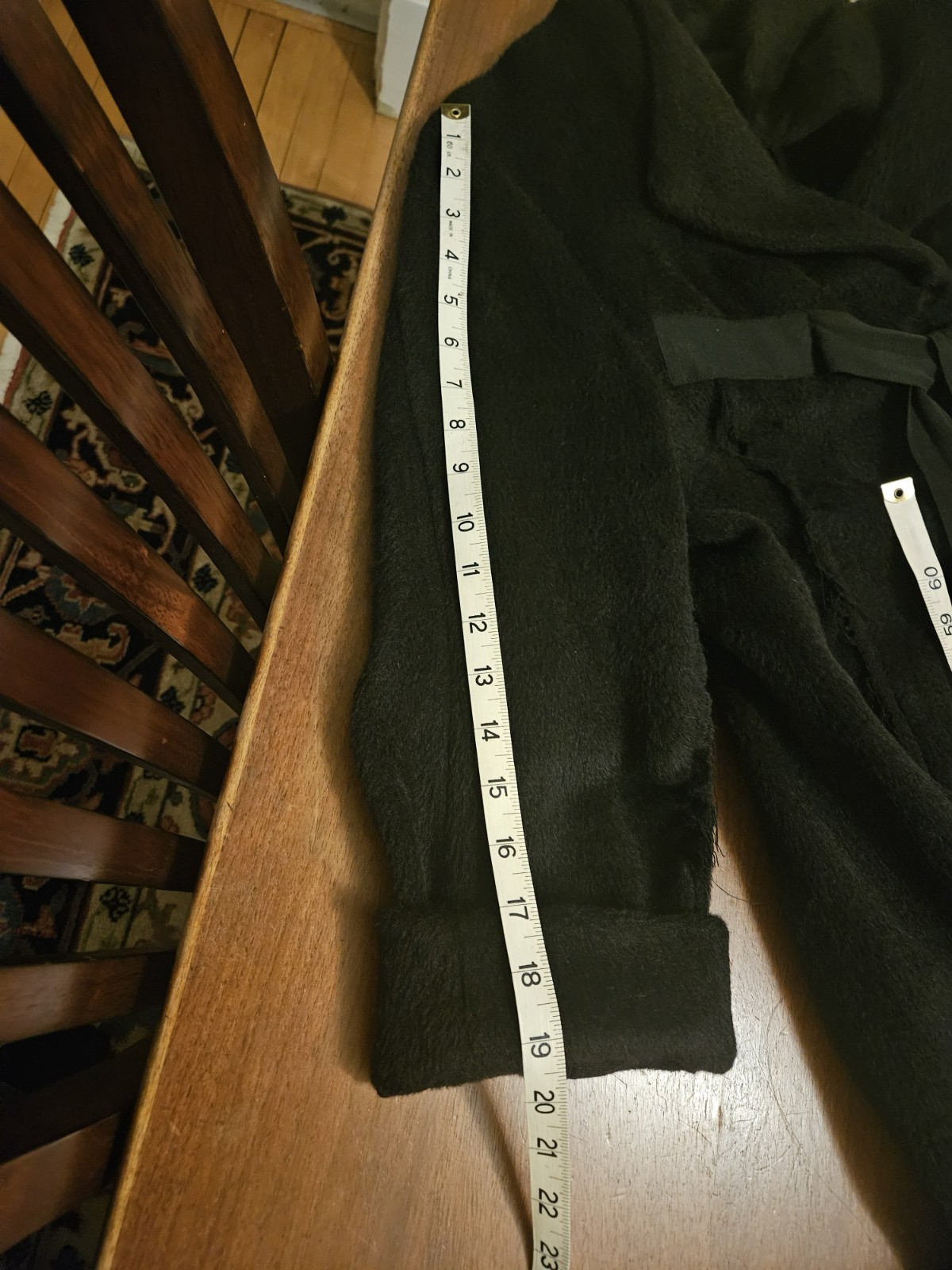 Rundholz DIP Black Alpaca Blend Deconstructed Coat w Ribbon Detail XS/S