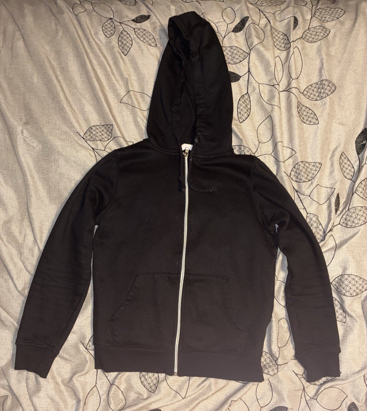 Primark Cares Women’s Black Cotton Knit Full Zip Hoodie Pockets Size XS