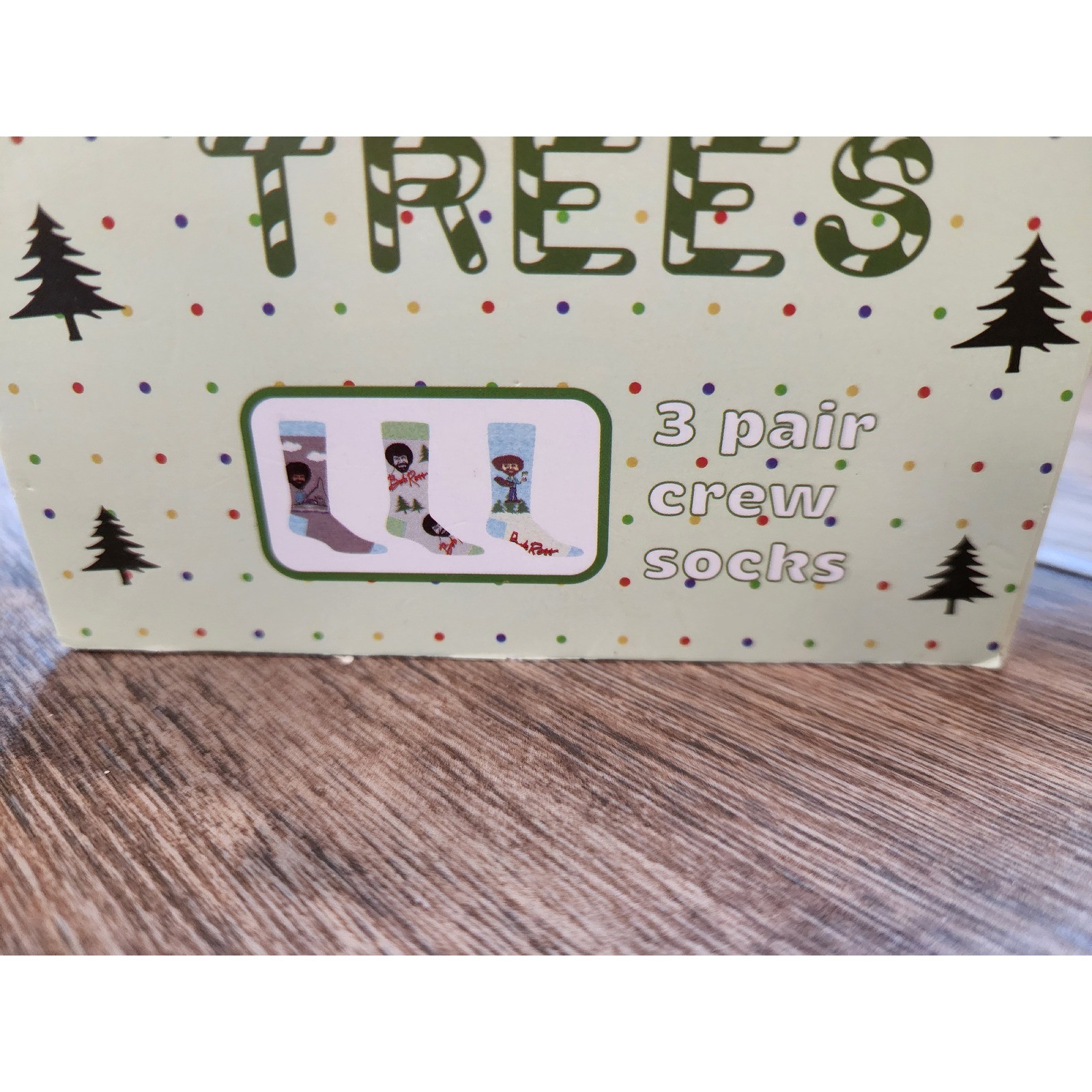 Bob Ross Happy Little Trees Crew Socks 3 Pair Pack Men Women Gift NIB