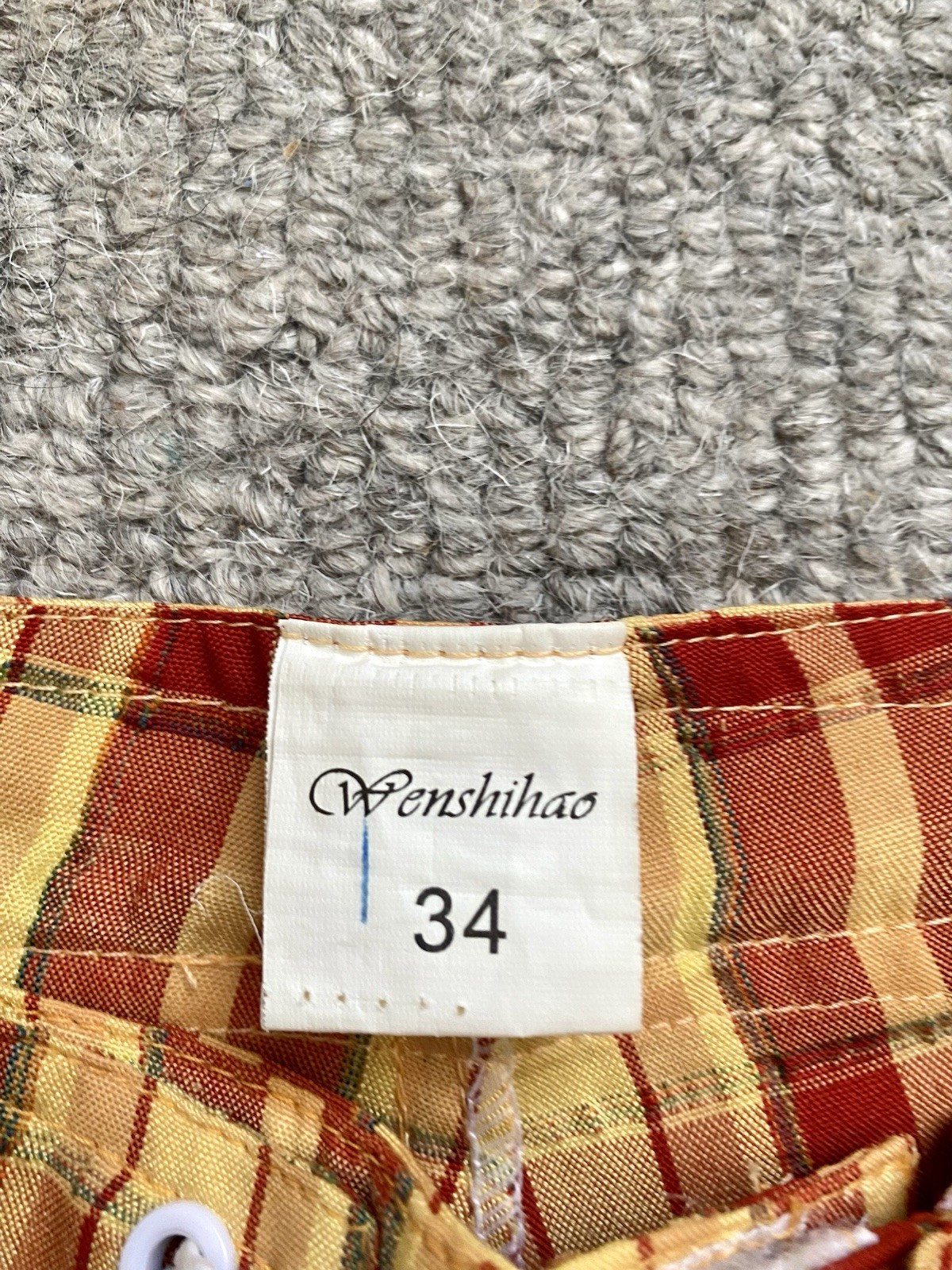 2x Checkered Mini Shorts Y2K Orange Blue UK 6 Tie Front Made in Italy